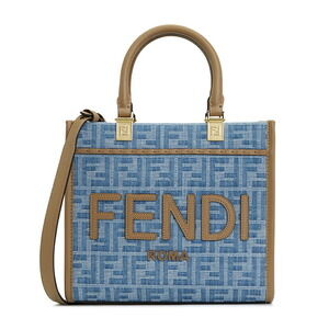 FENDI FF Jacquard Shopper Tote Shoulder Bag Brown
